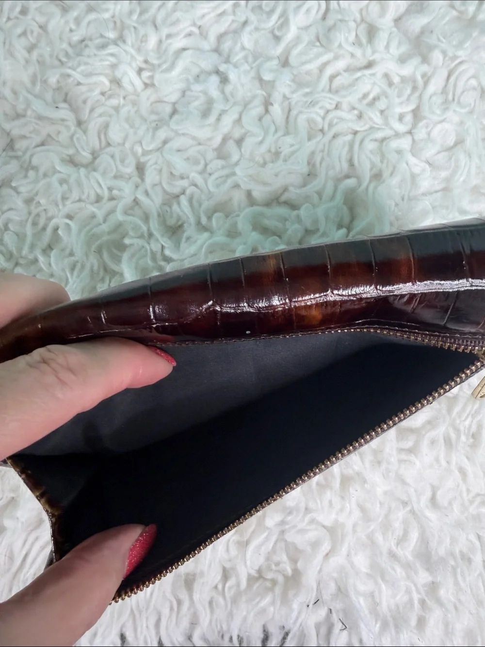 Brahmin  Tortoiseshell Brown Croc-Embossed Leather Wallet